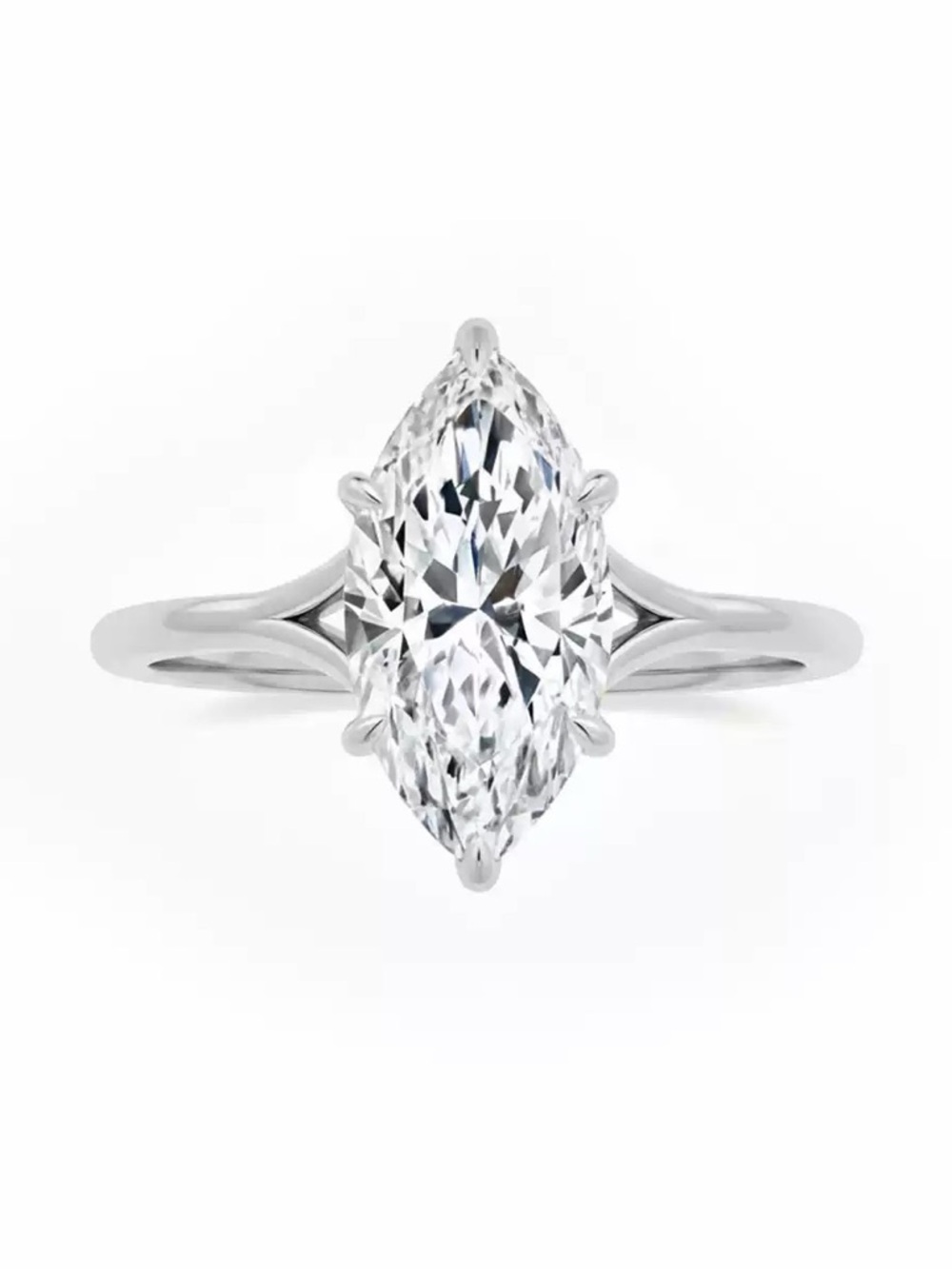 Marquise Cut Solitaire Ring in High Carbon Diamond‎ Size 6 Silver - Picture 2 of 4